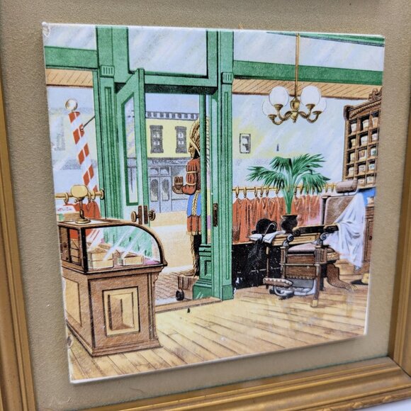 Vintage Enesco Framed Ceramic Wall Tiles Home Decor Early American Japan - Picture 8 of 11